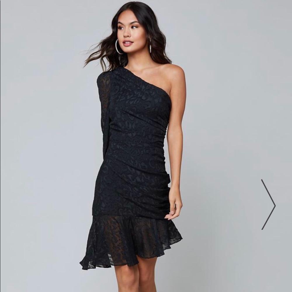 Bebe Amelia Asymmetrical Ruched Dress